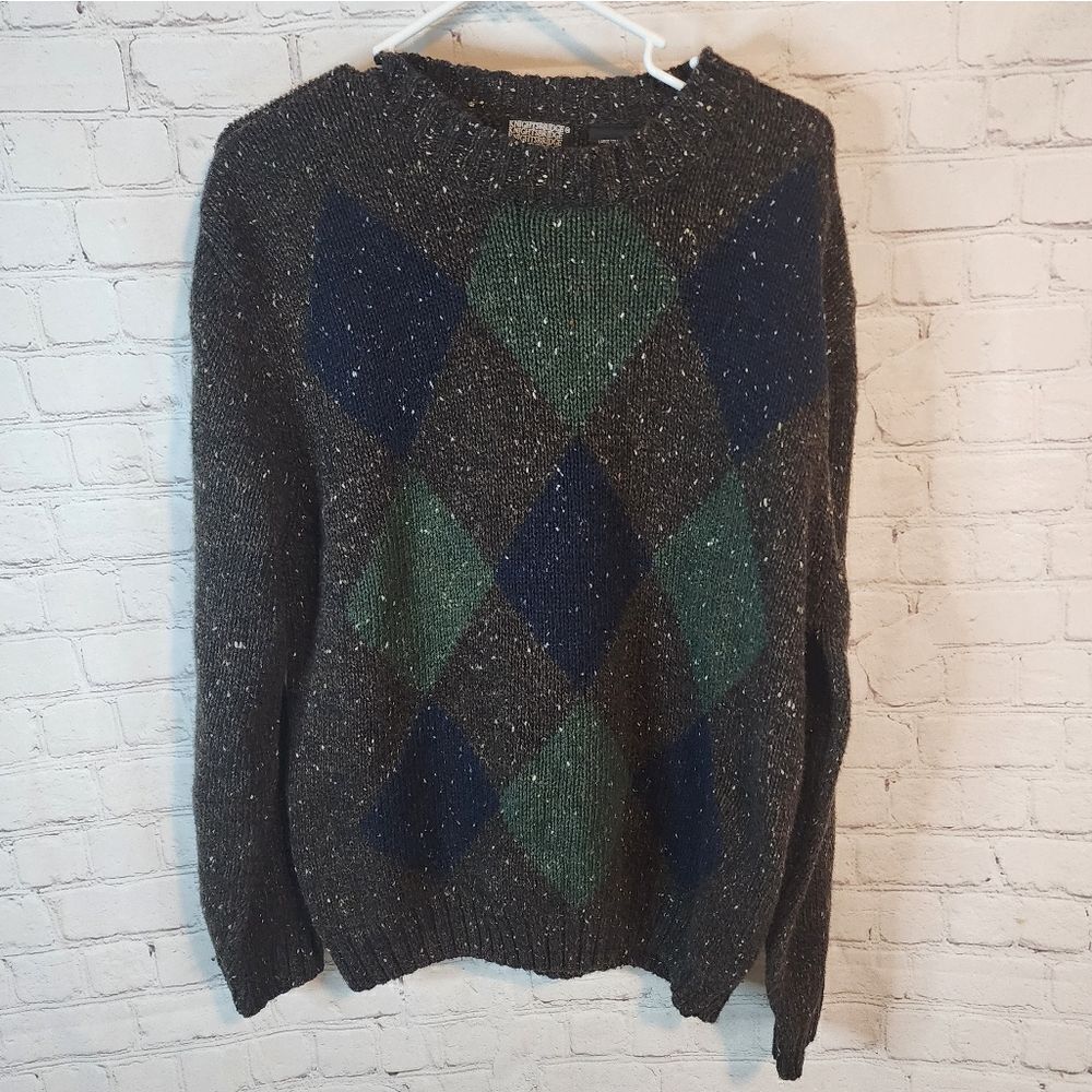 Men's KnightsBridge wool mixed Argyle sweater, size Large